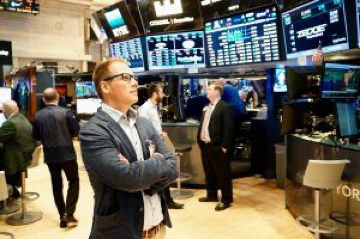 For gründer og Zedge-sjef Tom Arnøy var det et sterkt øyeblikk da Zedge-tickeren var på plass på New York Stock Exchange. Foto: Thor Richard Isachsen For gründer og Zedge-sjef Tom Arnøy var det et sterkt øyeblikk da Zedge-tickeren var på plass på New York Stock Exchange. Foto: Thor Richard Isachsen