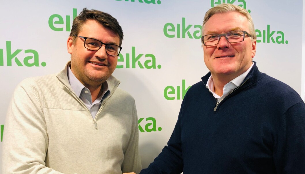 – For oss er det viktig å etablere partnerskap med aktører som besitter høy kompetanse innenfor sine områder, sier adm. direktør Terje Gromholt i Eika Kredittbank. Her med adm.dir. i EedenBull, Nici Bisgaard. – For oss er det viktig å etablere partnerskap med aktører som besitter høy kompetanse innenfor sine områder, sier adm. direktør Terje Gromholt i Eika Kredittbank. Her med adm.dir. i EedenBull, Nici Bisgaard.