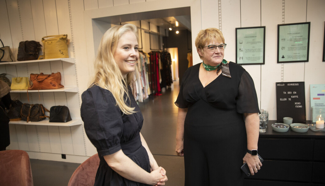 Trine Skei Grande på besøk hos gründer Sigrun Syverud og kjoleutleiebutikken Fjong på Frogner i Oslo tidligere i år. Foto: Tom Hansen / NTB scanpix Trine Skei Grande på besøk hos gründer Sigrun Syverud og kjoleutleiebutikken Fjong på Frogner i Oslo tidligere i år. Foto: Tom Hansen / NTB scanpix