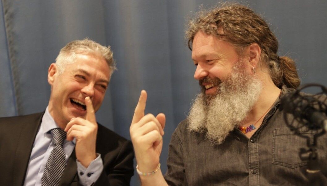 Salvador Baille og Torgeir Waterhouse fra innspilling av en tidligere episode i Shifters podcast. Foto: Lucas Weldeghebriel Salvador Baille og Torgeir Waterhouse fra innspilling av en tidligere episode i Shifters podcast. Foto: Lucas Weldeghebriel