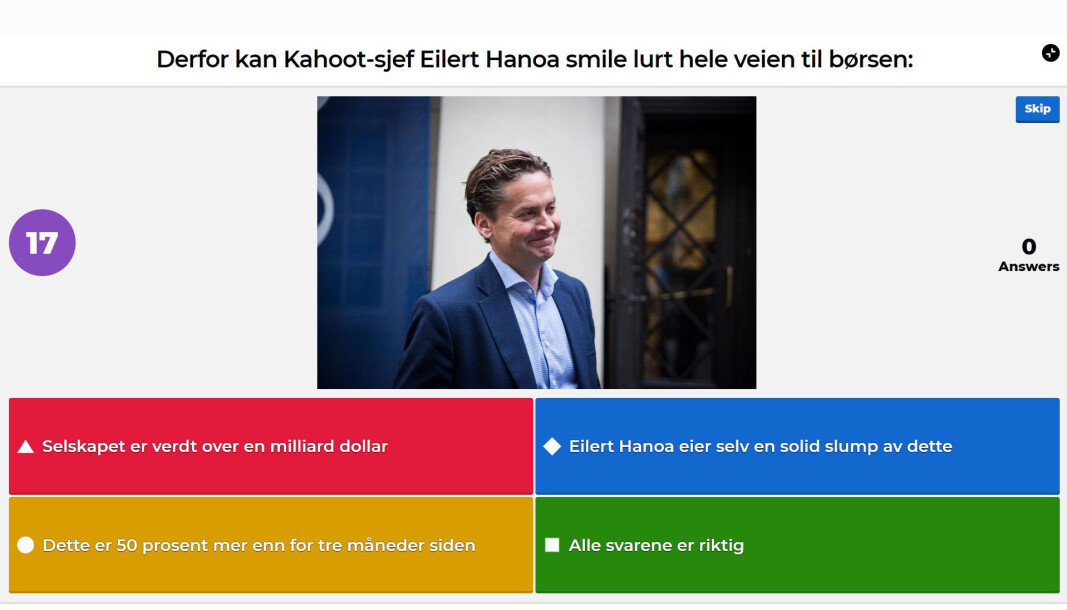 Kahoot-sjef Eilert Hanoa. Kahoot-sjef Eilert Hanoa.