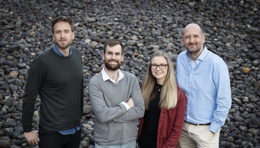 Teamet i Emerald Geomodelling holder til på StartupLab i Oslo. Fra venstre til høyre: Ronny Liverød, Craig Christensen, Guro Huun Skurdal og Andi A. Pfaffhuber. Teamet i Emerald Geomodelling holder til på StartupLab i Oslo. Fra venstre til høyre: Ronny Liverød, Craig Christensen, Guro Huun Skurdal og Andi A. Pfaffhuber.
