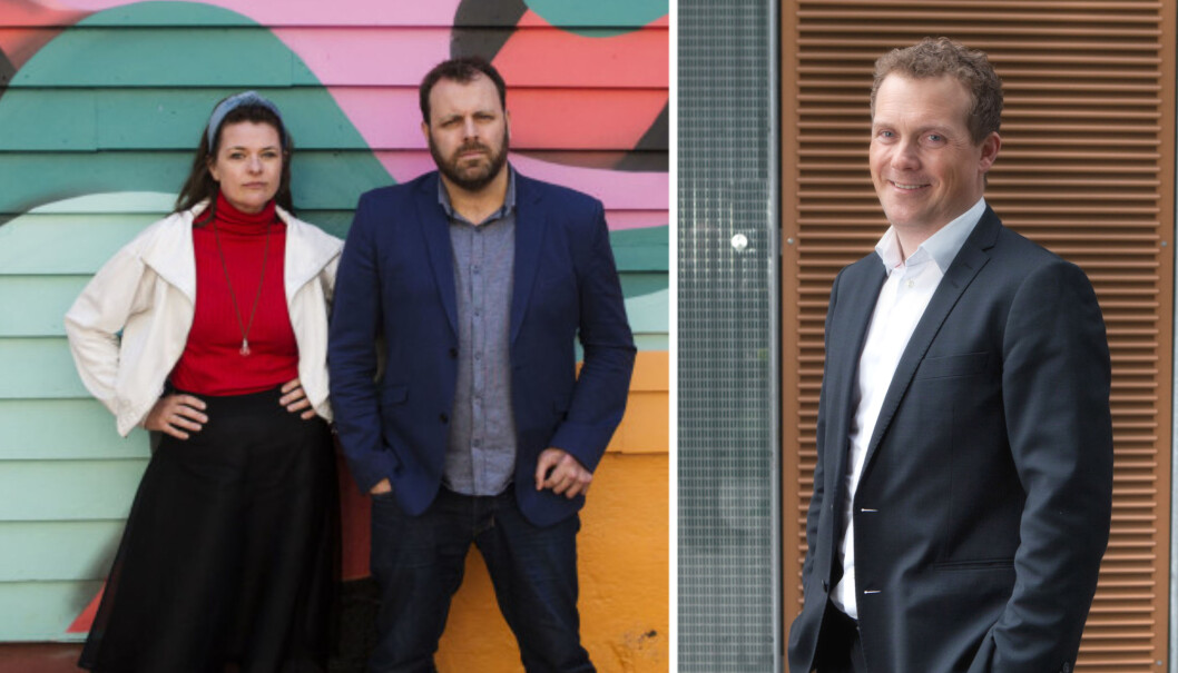 Payr-gründerne Åste og Espen Einn (til venstre). Administrerende direktør i Hudya, Børge Leknes (til høyre). Payr-gründerne Åste og Espen Einn (til venstre). Administrerende direktør i Hudya, Børge Leknes (til høyre).