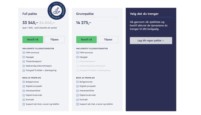 Propr tilbyr i dag tre ulike pakkepriser. Propr tilbyr i dag tre ulike pakkepriser.