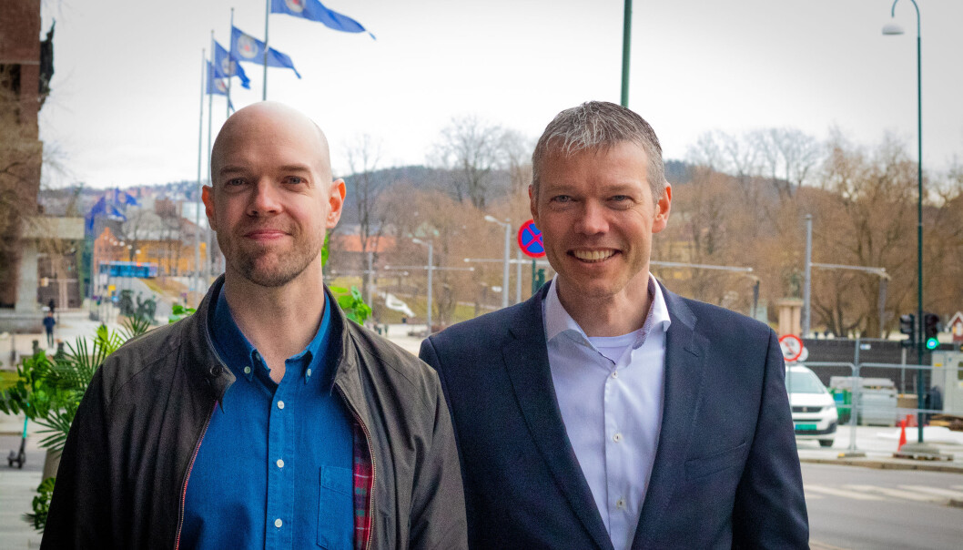 Gründer og CEO Stein Ove Eriksen og CFO Øystein Drageset i Huddly. Gründer og CEO Stein Ove Eriksen og CFO Øystein Drageset i Huddly.