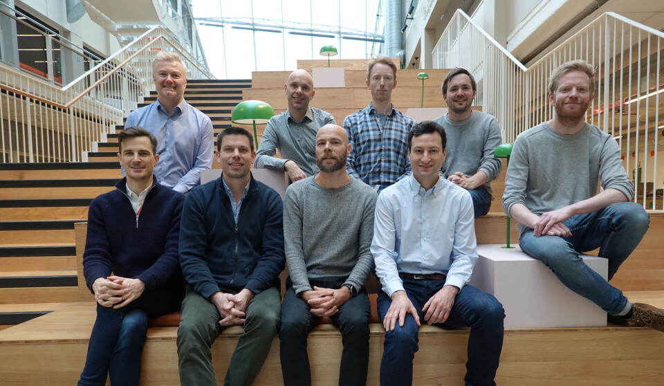 Teamet i Sensibel, gründer og CEO Sverre Dale Moen sitter på bakerste rad som andremann fra venstre. Selskapet hentet mest av porteføljeselskapene i 2024.