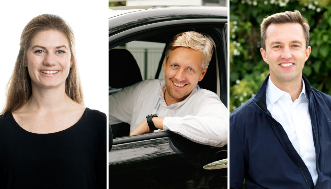 Benedicte Grytte Dahl, daglig leder i Kry Norge, Nicolai Skarsgård, daglig leder i Hjemmelegene og Karl Martin Lind, daglig leder i Eyr. Benedicte Grytte Dahl, daglig leder i Kry Norge, Nicolai Skarsgård, daglig leder i Hjemmelegene og Karl Martin Lind, daglig leder i Eyr.