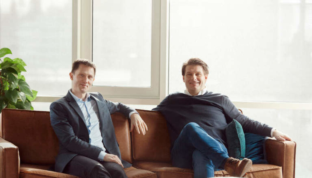 konsernsjef Odd Steinar Østlie (t.v.) og styreleder Michel Sagen i Pexip konsernsjef Odd Steinar Østlie (t.v.) og styreleder Michel Sagen i Pexip