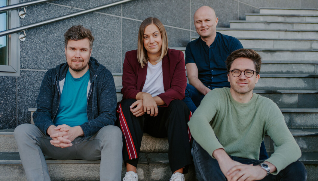 Teamet bak dealflow.no. Fra venstre: Håkon Leinan, Stine Sofie Grindheim, Ole Bernhard Larsen og Jens-Petter Tonning. Teamet bak dealflow.no. Fra venstre: Håkon Leinan, Stine Sofie Grindheim, Ole Bernhard Larsen og Jens-Petter Tonning.