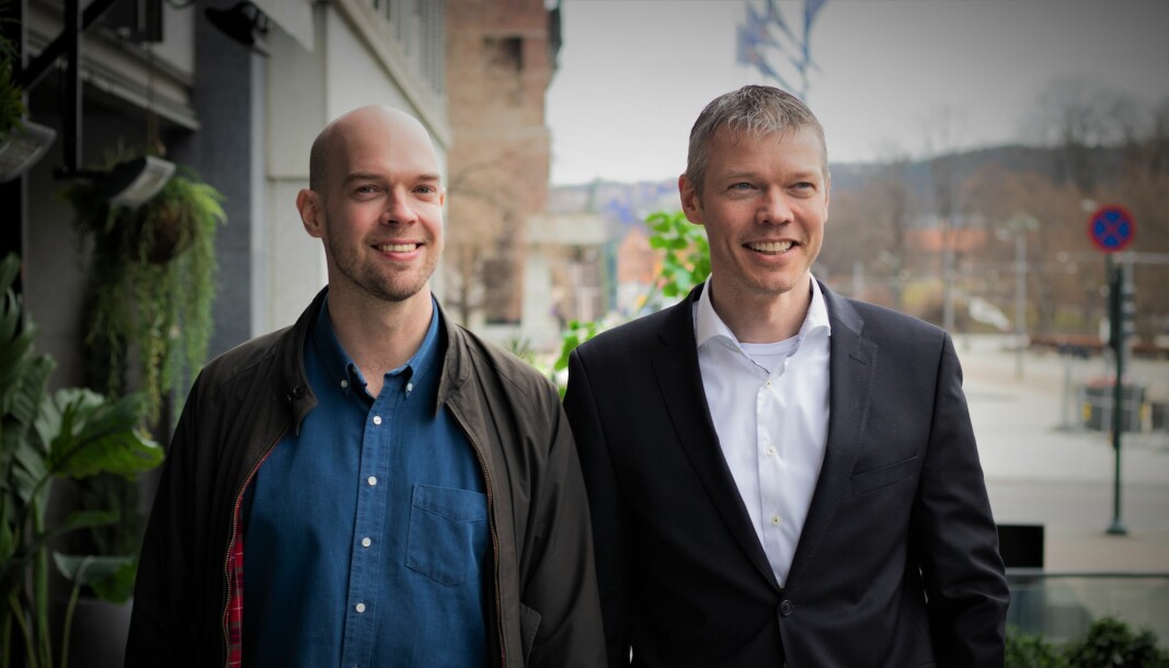 Gründer og CEO Stein Ove Eriksen og CFO Øystein Drageset i Huddly.
