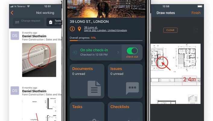 Screenshot fra Byggemappen-appen. Screenshot fra Byggemappen-appen.