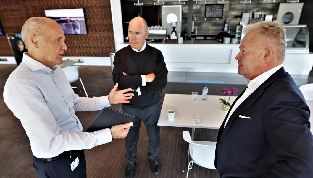 F.v. Sigve Brekke, CEO Telenor, Tor W. Andreassen professor ved NHH og leder av DIG-senteret og Helge Leiro Baastad, konsernsjef i Gjensidige. F.v. Sigve Brekke, CEO Telenor, Tor W. Andreassen professor ved NHH og leder av DIG-senteret og Helge Leiro Baastad, konsernsjef i Gjensidige.