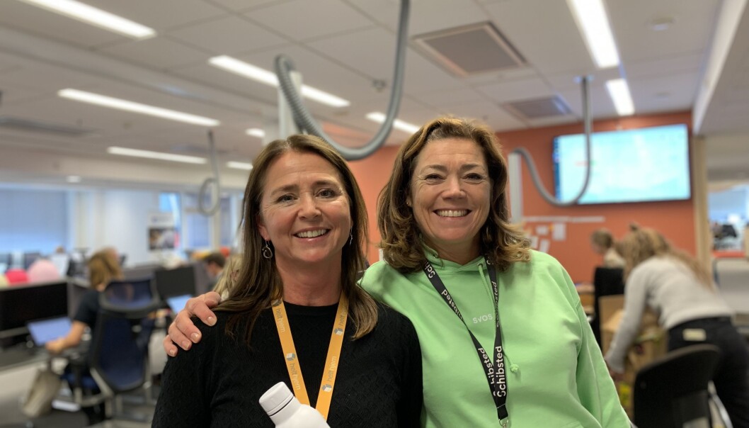 Direktør for distribusjon i Schibsted, Cathrine Laksfoss og Konsernsjef Kristin Skogen Lund ved lanseringen av Svosj. Direktør for distribusjon i Schibsted, Cathrine Laksfoss og Konsernsjef Kristin Skogen Lund ved lanseringen av Svosj.