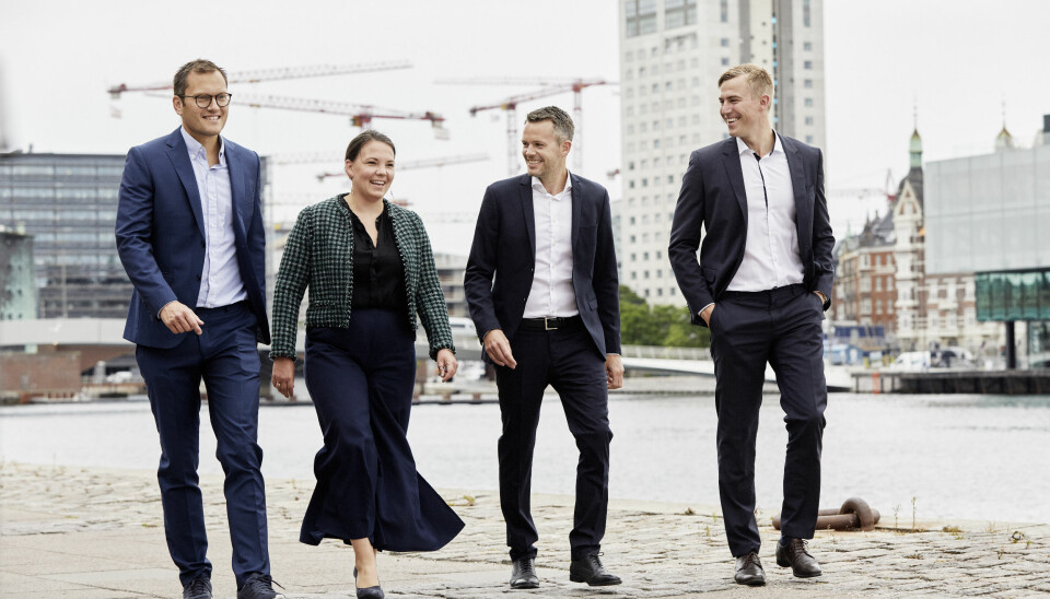 Lederkvartetten i Kameo kan glede seg over nye lånerekorder. Fr.v. Fredrik Källgren (SE), Linn Hoel Ringvoll (NO), Jesper M. Johansen (DK) og Sebastian M. Harung konsernsjef.