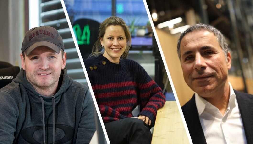 Daglig leder i Defigo, Joachim Stray, CEO Merete Nygaard i Lawbotics, og seriegründer Nardir Nalbant i Homely. Daglig leder i Defigo, Joachim Stray, CEO Merete Nygaard i Lawbotics, og seriegründer Nardir Nalbant i Homely.