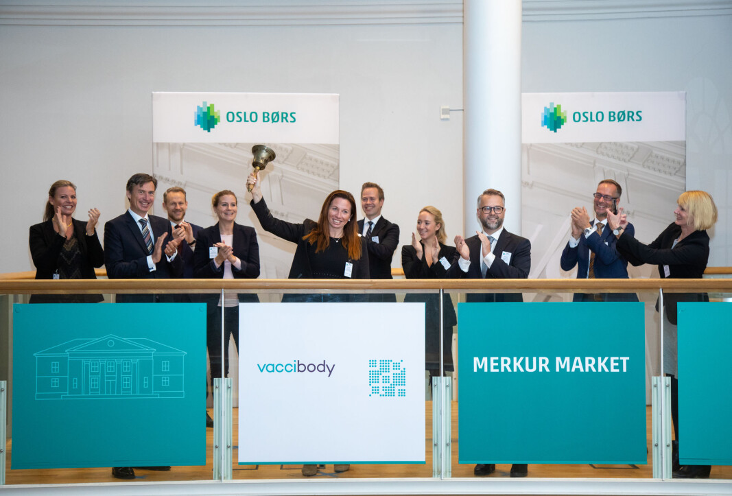 Notering av Vaccibody på Merkur Market på Oslo Børs. Notering av Vaccibody på Merkur Market på Oslo Børs.