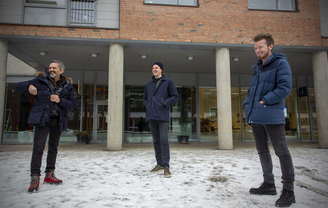 Wasim Rashid i Orbit (f.v.), Espen Alexander Lindkjølen i Obos og Preben Carlsen i Go Good utenfor det nye mini-coworking-spacet de bygger opp i Kværnerbyen. Wasim Rashid i Orbit (f.v.), Espen Alexander Lindkjølen i Obos og Preben Carlsen i Go Good utenfor det nye mini-coworking-spacet de bygger opp i Kværnerbyen.
