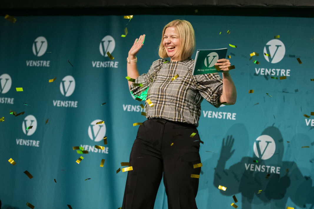 Leder i Venstre, Guri Melby. Leder i Venstre, Guri Melby.