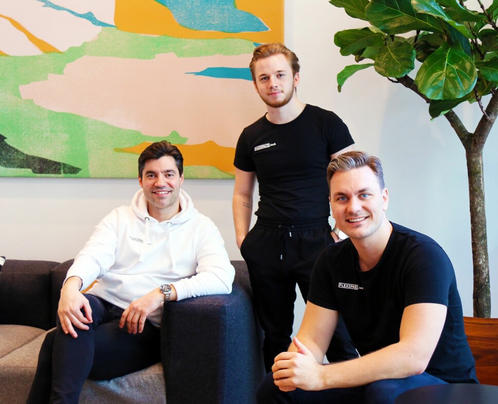Flexspace-teamet i Oslo: F.v. administrerende direktør Michael Angelo Justiniano, intern Simen Strandos og salgssjef Jens Rask-Jensen.