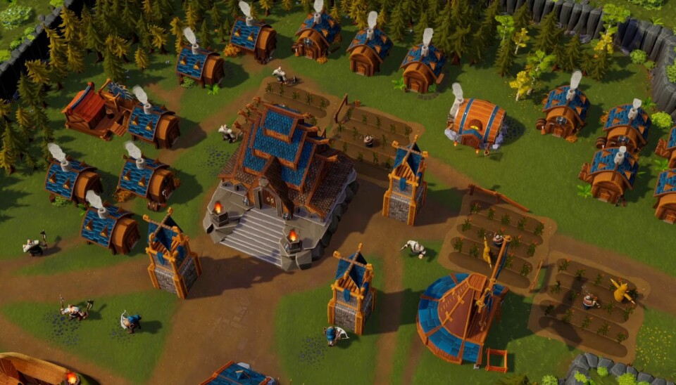 En typisk landsby/spiller-base i DwarfHeim