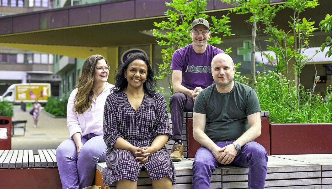 På bildet fra venstre: Hanne Hollstedt (markedssjef for Schibsted Venture i Norge), Anjali Bhatnagar (gründer og daglig leder i Tørn), Rune Røsten (daglig leder for Schibsted Venture i Norge), Audun Kvasbø (teknologi- og produktansvarlig i Tørn). På bildet fra venstre: Hanne Hollstedt (markedssjef for Schibsted Venture i Norge), Anjali Bhatnagar (gründer og daglig leder i Tørn), Rune Røsten (daglig leder for Schibsted Venture i Norge), Audun Kvasbø (teknologi- og produktansvarlig i Tørn).