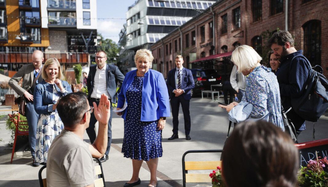 Statsminister og leder av Høyre, Erna Solberg, kunnskaps- og integreringsminister og leder av Venstre, Guri Melby og barne- og familieminister og leder av KrF, Kjell Ingolf Ropstad under en pressekonferanse. Statsminister og leder av Høyre, Erna Solberg, kunnskaps- og integreringsminister og leder av Venstre, Guri Melby og barne- og familieminister og leder av KrF, Kjell Ingolf Ropstad under en pressekonferanse.