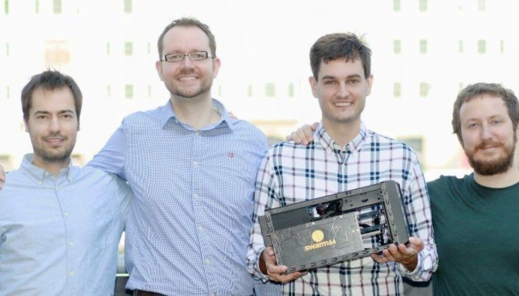 Swarm64-gründerne i 2015: (f.v) David Geier, Thomas Richter, Eivind Liland og Alfonso Martinez Swarm64-gründerne i 2015: (f.v) David Geier, Thomas Richter, Eivind Liland og Alfonso Martinez