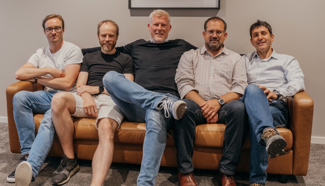 Steffen Sødal (Customer Experience), Jon Valvatne (CTO), Eskil Bradley (CEO), Tim Bray (Salg) og Maurizio Mariani (IoT Products & Operations) i D-Fetch Steffen Sødal (Customer Experience), Jon Valvatne (CTO), Eskil Bradley (CEO), Tim Bray (Salg) og Maurizio Mariani (IoT Products & Operations) i D-Fetch