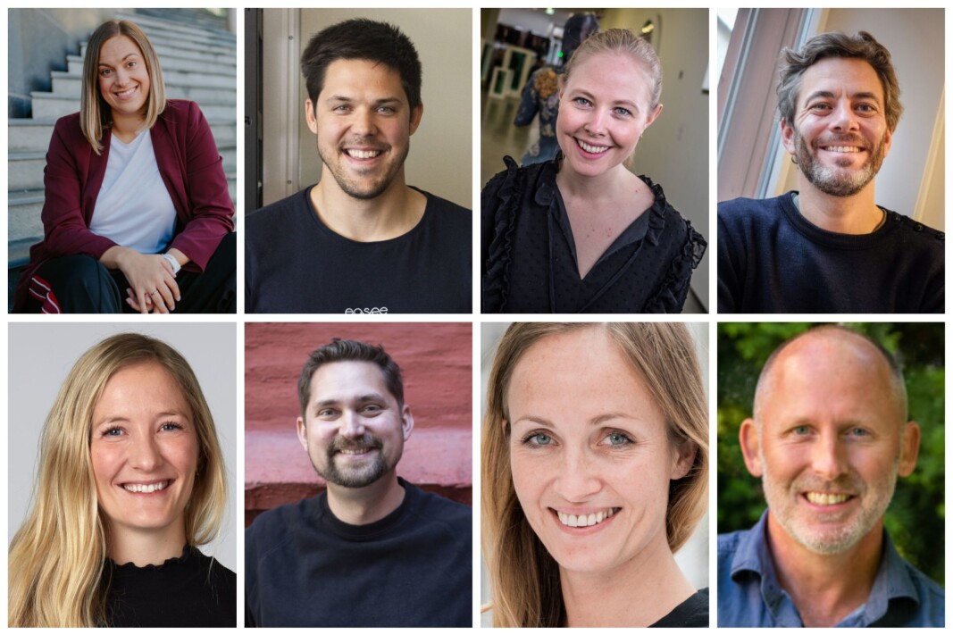 F.v. oppe Stine Sofie Grindheim (Dealflow), Jonas Helmikstøl (Easee), Sigrun Syverud (Fjong), Andreas Thorsheim (Otovo). F.v. nede: Eldri Coll Mossige (Folq), Karl Munthe-Kaas (Oda), Anne Lise Waal (Attensi), Johan Gjesdahl (Alliance Venture) F.v. oppe Stine Sofie Grindheim (Dealflow), Jonas Helmikstøl (Easee), Sigrun Syverud (Fjong), Andreas Thorsheim (Otovo). F.v. nede: Eldri Coll Mossige (Folq), Karl Munthe-Kaas (Oda), Anne Lise Waal (Attensi), Johan Gjesdahl (Alliance Venture)