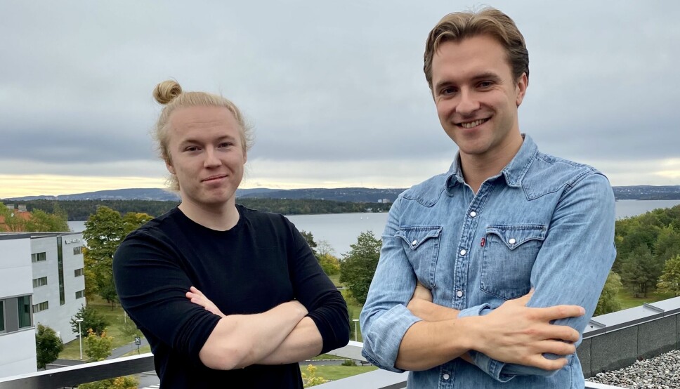 Morten Hillbom og Petter Reistad i Celsia på taket av Energy Valley på Fornebu. Herifra bygger de en løsning som de mener vil gjøre EU-taksonomien enkel for bedrifter å forholde seg til