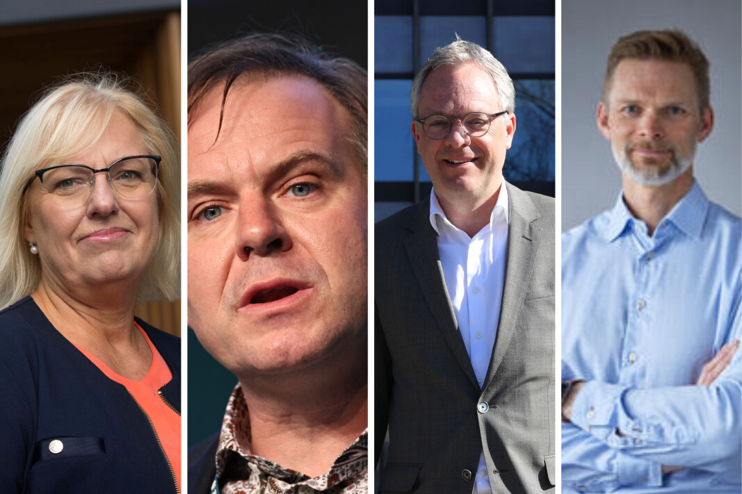Leder av Finansforbundet, Vigdis Mathisen, Venstre-politiker Alfred Bjørlo, Abelia-sjef Øystein Eriksen Søreide og IKT Norge-sjef Øyvind Husby. Leder av Finansforbundet, Vigdis Mathisen, Venstre-politiker Alfred Bjørlo, Abelia-sjef Øystein Eriksen Søreide og IKT Norge-sjef Øyvind Husby.