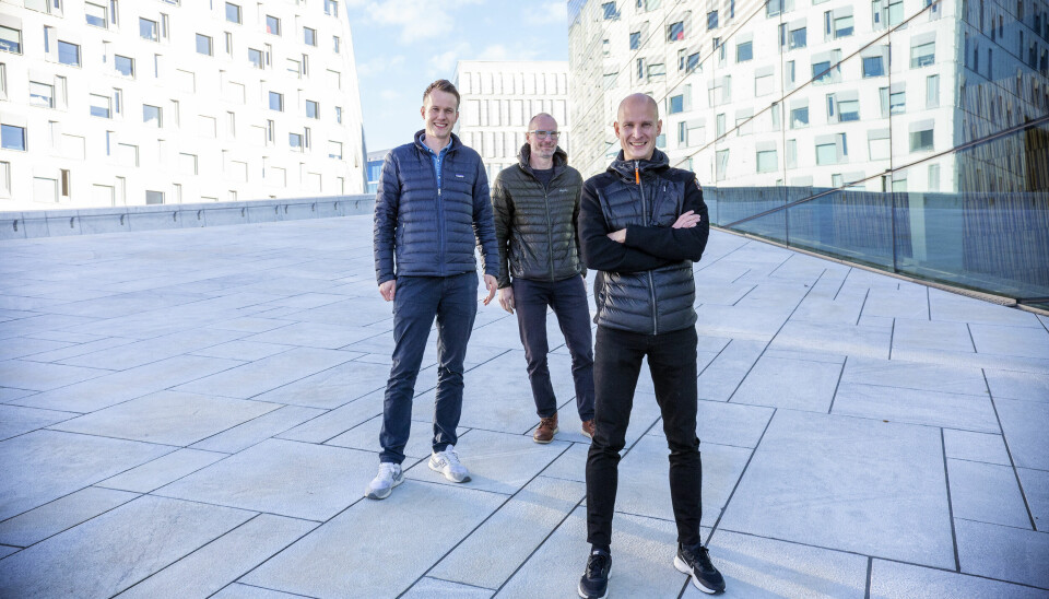 Edgeir Vårdal Aksnes (t.h.) i Tibber fra en Oslo-tur med investeringsteamet i Schibsted Ventures høsten 2021, med Mats Staugaard (t.v.) og Rune Røsten.