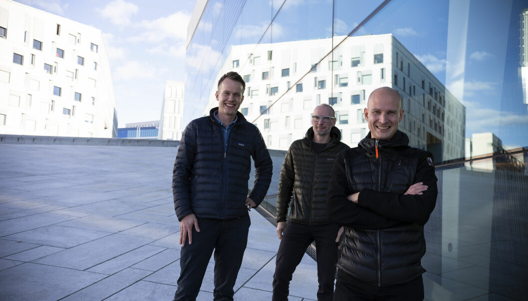 Edgeir Vårdal Aksnes (t.h.) i Tibber på Oslo-tur møter Mats Staugaard (t.v.) og Rune Røsten i Schibsted Ventures.