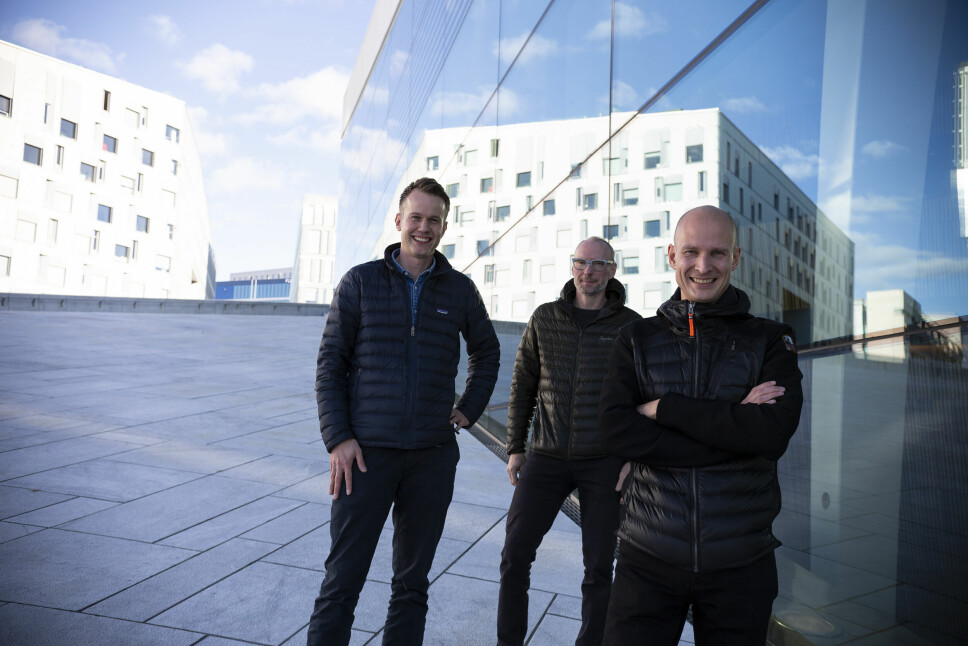 Edgeir Vårdal Aksnes (t.h.) i Tibber på Oslo-tur møter investeringsteamet i Schibsted Ventures, med Mats Staugaard (t.v.) og Rune Røsten.