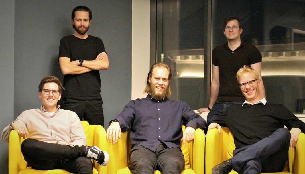 Patrick Skjennum, CTO, Strise, Johannes Berggren, CTO i Learnlink, Snorre Edwin, CTO i Diwala, James Larsen, CTO, Farmable og Eric Axel Nielsen, CTO i Lucalabs. De er fem av 15 investorer i det nystartete investeringselskapet. Patrick Skjennum, CTO, Strise, Johannes Berggren, CTO i Learnlink, Snorre Edwin, CTO i Diwala, James Larsen, CTO, Farmable og Eric Axel Nielsen, CTO i Lucalabs. De er fem av 15 investorer i det nystartete investeringselskapet.