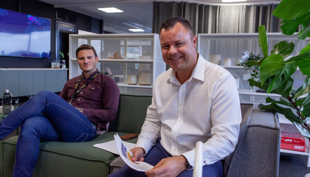 Atle Sivertsen, daglig leder i NCE Finance Innovation (t.h.) og Håkon Lavik, kommunikasjonskonsulent. Atle Sivertsen, daglig leder i NCE Finance Innovation (t.h.) og Håkon Lavik, kommunikasjonskonsulent.