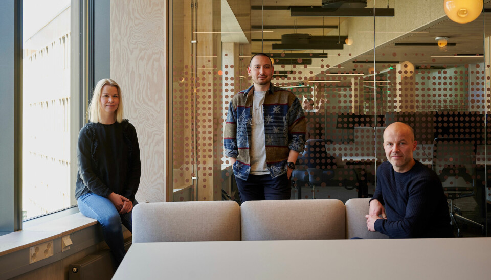 Trioen Stina Maria Hope (COO), Morten Ansteensen (Product manager) og Simen Armond (CEO) står bak Volte.