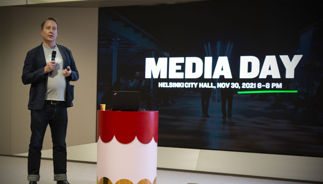 Gründer og CEO Oskari Saarenmaa i det finske stjerneskuddet Aiven presenterte selskapet på mediedagen på Slush. Gründer og CEO Oskari Saarenmaa i det finske stjerneskuddet Aiven presenterte selskapet på mediedagen på Slush.
