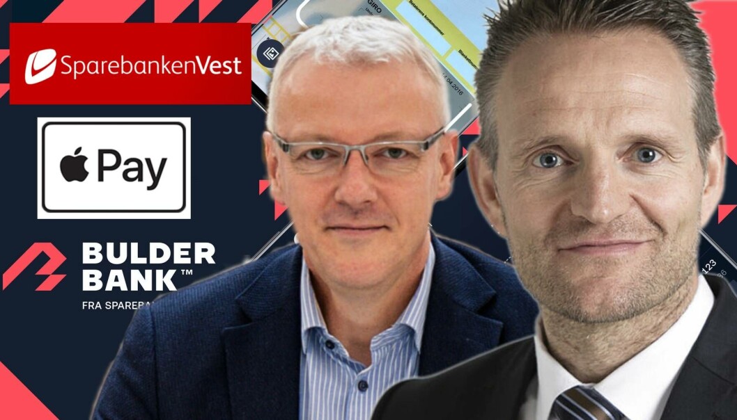 Jan Erik Kjerpeseth, konsernsjef i Sparebanken Vest og Torvald Kvamme sjef i banken digitalutfordrer Bulder Bank har bestemt seg for å satse på Apple Pay. Jan Erik Kjerpeseth, konsernsjef i Sparebanken Vest og Torvald Kvamme sjef i banken digitalutfordrer Bulder Bank har bestemt seg for å satse på Apple Pay.