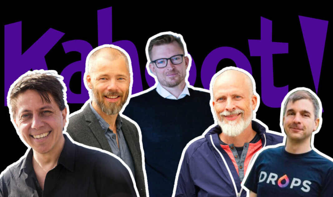 F.v. Daniel Senn (Poio), Lars Petter Kjos (Motimate), Eske Gunge (Actimo), Rolf Risnes (Motimate) og Mark Szulyovszky (Drops) har alle forlatt gründerselskapene sine etter at Kahoot tok kontrollen. F.v. Daniel Senn (Poio), Lars Petter Kjos (Motimate), Eske Gunge (Actimo), Rolf Risnes (Motimate) og Mark Szulyovszky (Drops) har alle forlatt gründerselskapene sine etter at Kahoot tok kontrollen.
