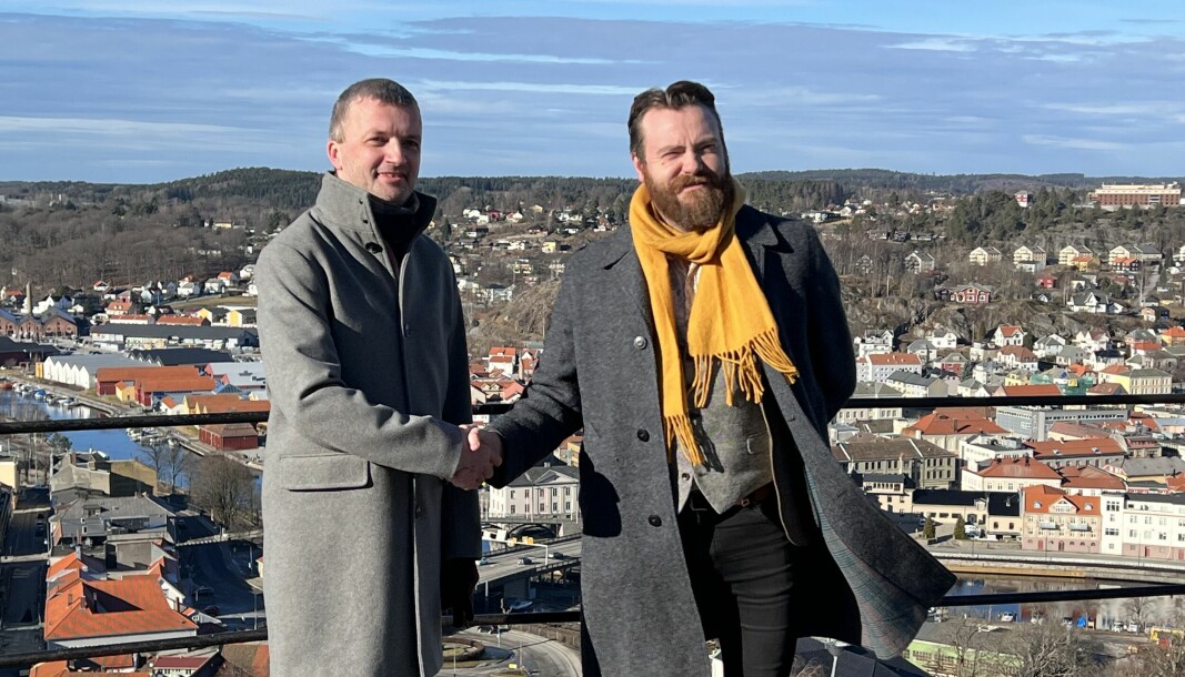 NAV-leder Jon-Harald Thorsås (til venstre) og markedsansvarlig i YIRE Carl-Arne Meyer Melin.
