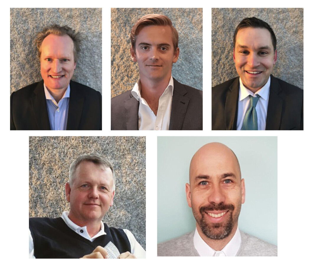 Styreleder i Harmonychain Bjørn Zachrisson, CEO Ola Stene-Johansen og CFO Ben Miklozek (øverst), Tore Sviland og Christian Rustad (nederst) Styreleder i Harmonychain Bjørn Zachrisson, CEO Ola Stene-Johansen og CFO Ben Miklozek (øverst), Tore Sviland og Christian Rustad (nederst)