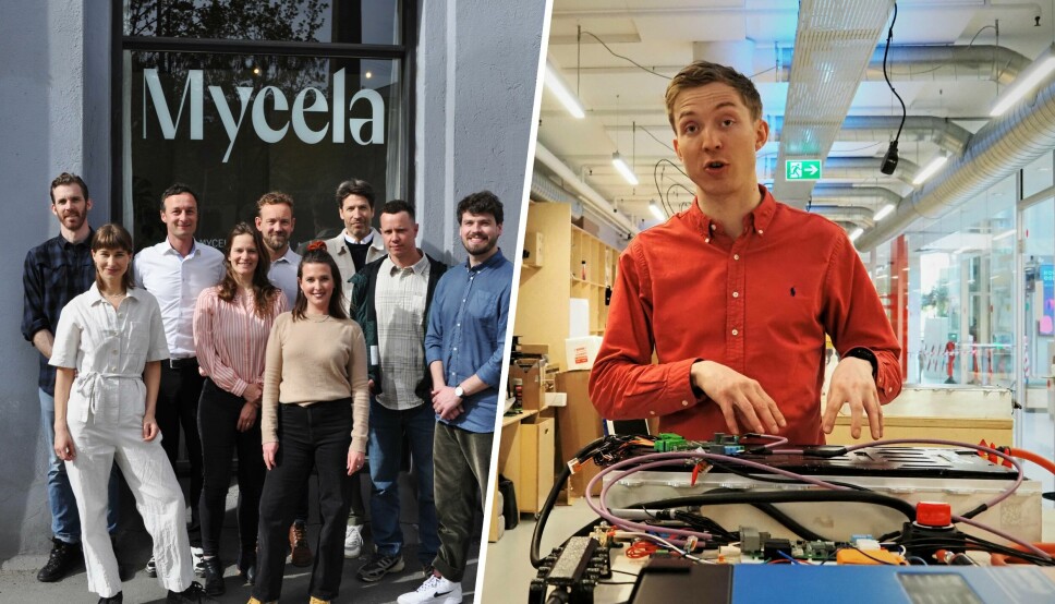 Biotech-startupen Mycela fikk et oppstartstilskudd på over en halv millioner kroner. Evyon-gründer Jørgen Erdal (til høyre) fikk 10,8 millioner kroner til sin elbil-batteri-satsing via miljøteknologi-ordningen. Se full oversikt over hvilke selskaper som mottok støtte.