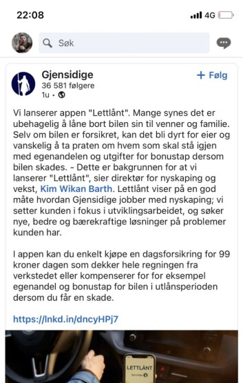 Gjensidige snakker om tjenesten i sosiale medier. Gjensidige snakker om tjenesten i sosiale medier.