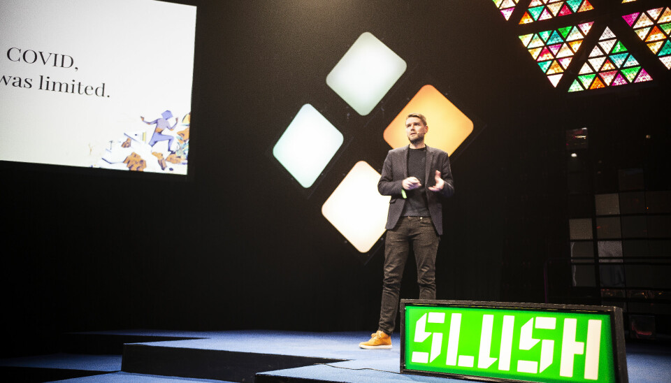 Øyvind Reed presenterte Whereby på scenen på Slush-konferansen i desember i fjor.