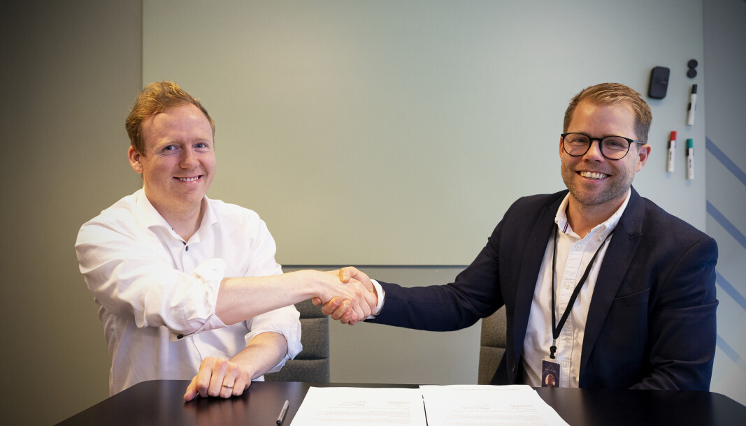 Michael Anthony Curtis i Loopfront og Benjamin Raugland i Fremtind har gjort en deal. Michael Anthony Curtis i Loopfront og Benjamin Raugland i Fremtind har gjort en deal.