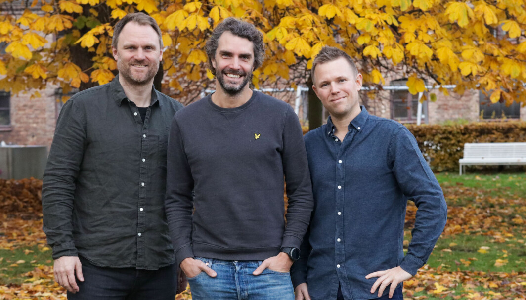 Fra venstre: Norslab-gründer og investeringssjed Yngve Tvedt sammen med duoen som skal lede det nye fondet, Nicklas Holm og Christian Holm Nilsen.