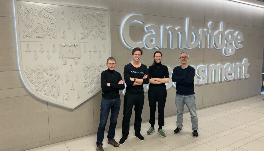 Fra venstre: Tim Oates (Cambridge), Eirik Wahlstrøm og Ingrid Skrede (Ludenso) og Lewis Birchon (Cambridge) Fra venstre: Tim Oates (Cambridge), Eirik Wahlstrøm og Ingrid Skrede (Ludenso) og Lewis Birchon (Cambridge)