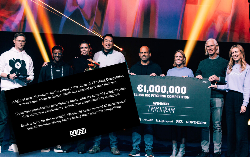 Immigram-teamet får ikke premiepengene fra pitchekonkurransen på Slush likevel. Immigram-teamet får ikke premiepengene fra pitchekonkurransen på Slush likevel.