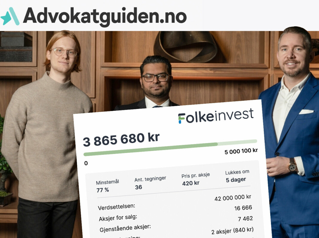 Investeringsrunden LUKKES NÅ: Advokatguiden.no henter 5 millioner